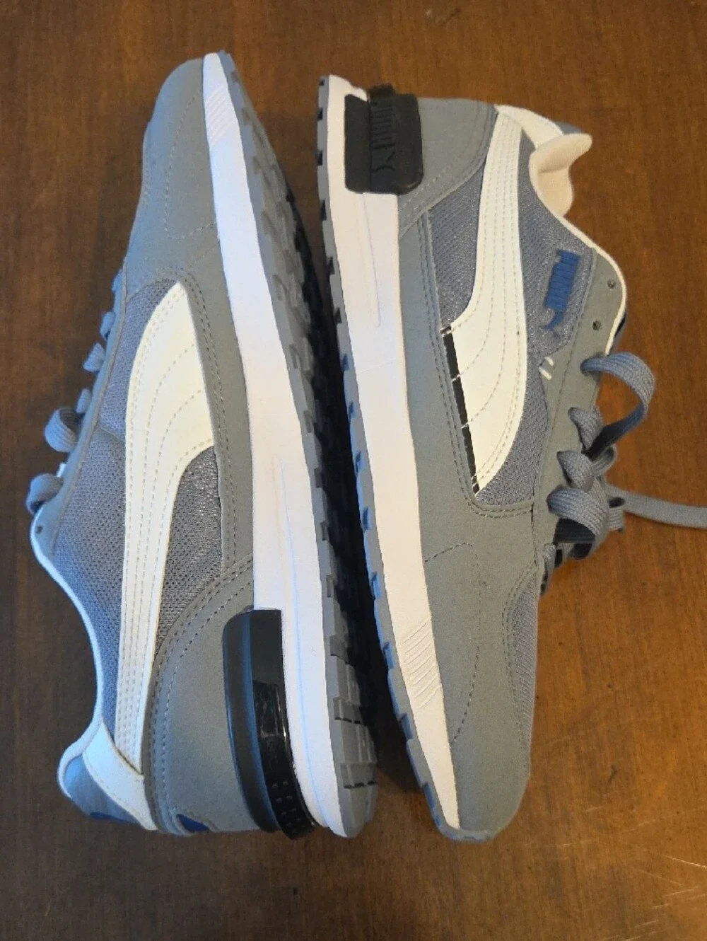 Puma  Gray and White Lace-Up Sneakers